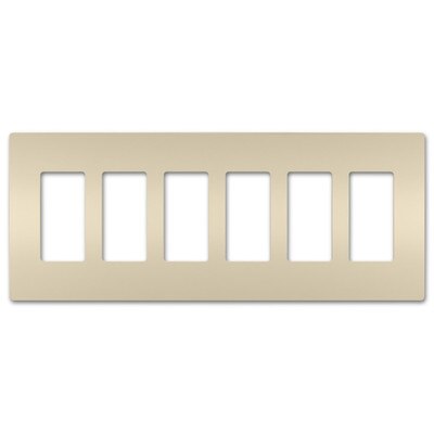 On-Q/Legrand Radiant Screwless Wallplate, 6-Gang, Light Almond